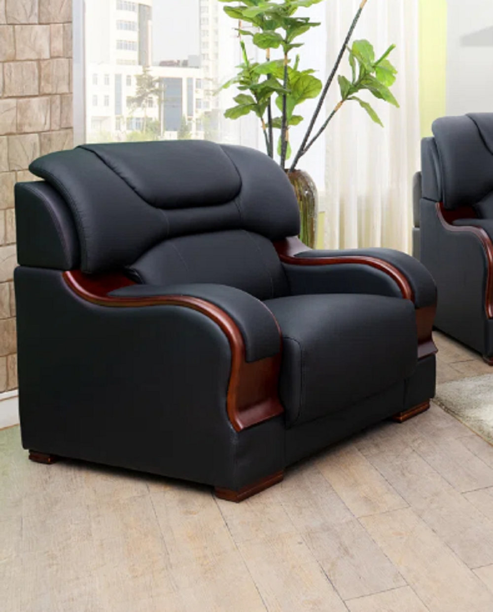 Orren Ellis Nerisa 38" Genuine Leather Living Room Accent Chair | Wayfair